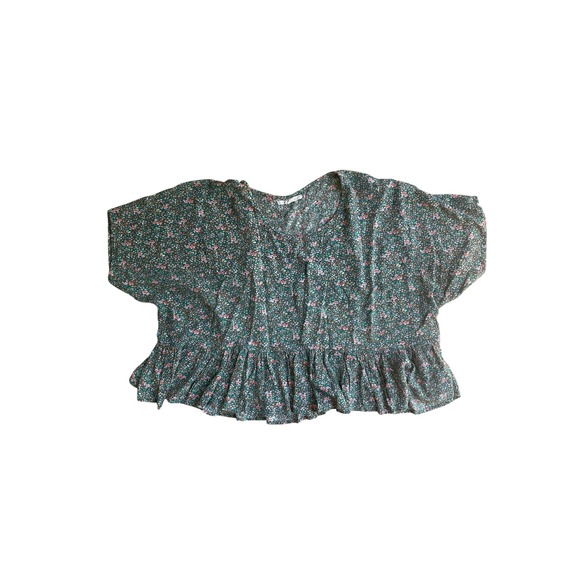 O'Neill Tops - ONeill Womens Green Floral Peplum Crop Top Ditsy Print Blouse Size S